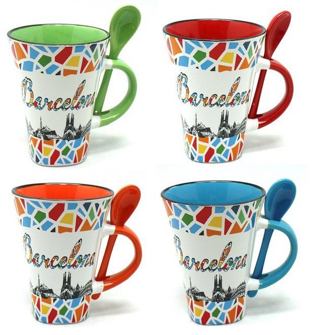 TAZA CON CUCHARA MOSAICO