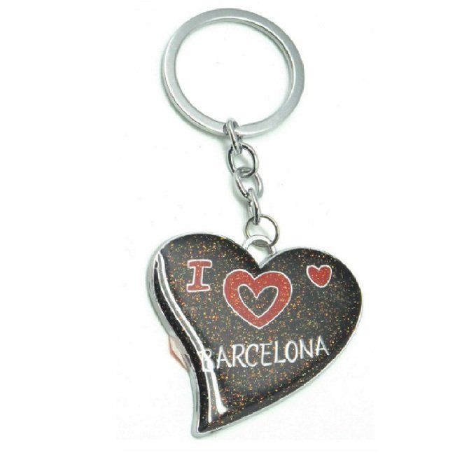 LLAVERO CORAZON NEGRO I LOVE BARCELONA