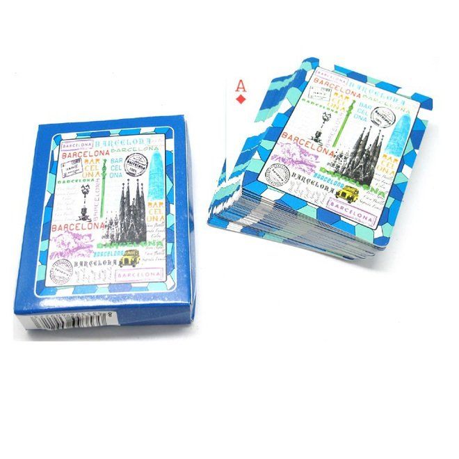 CARTAS JUEGO POKER BARCELONA AZUL 9CM