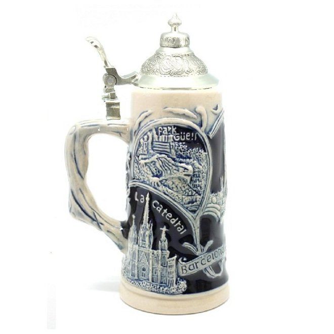 JARRA VISTAS BARCELONA 15CM ECONOMICO CON TAPA