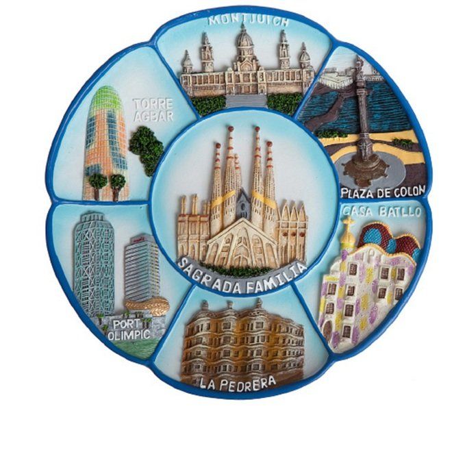 IMAN PLATO AZULON BARCELONA 8CM