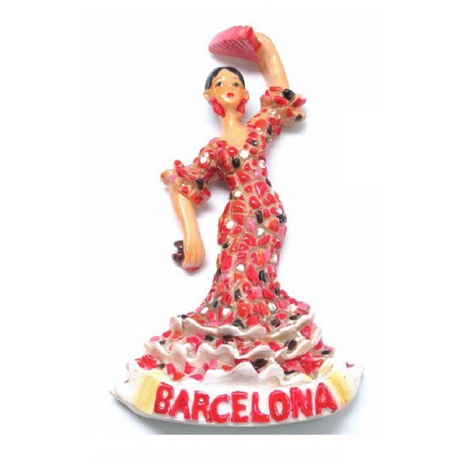 IMAN FLAMENCA MOSAICO ROJO BARCELONA 9X5CM