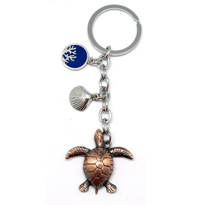 LLAVERO METALICO TORTUGA DORADA MOTIVOS MARINOS