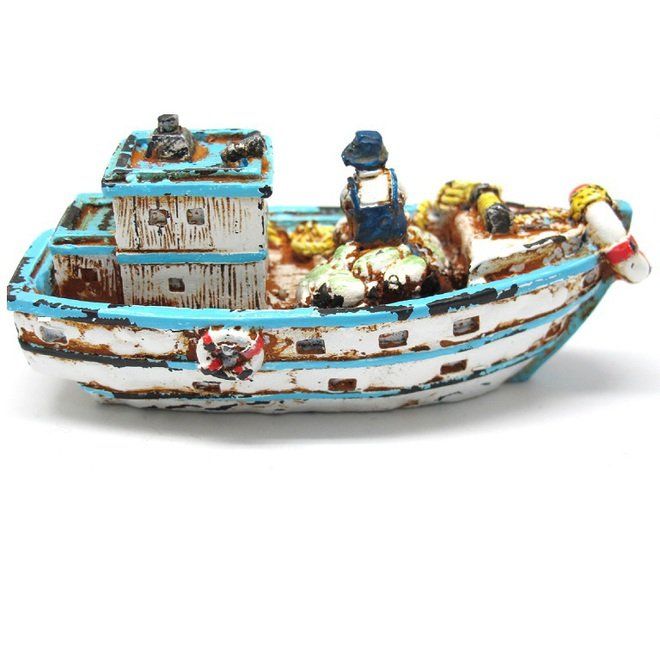 BARCO ENVEJECIDO AZUL CIELO10X4.5CM