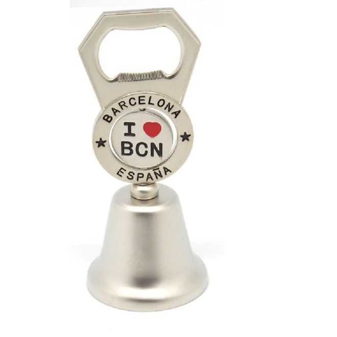 CAMPANA ABRIDOR I LOVE BCN MOBIL PLATEADA 10CM