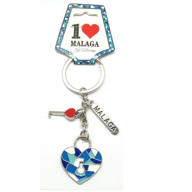 LLAVERO CORAZON LLAVE MALAGA MOSAICO SURTIDO COLORES