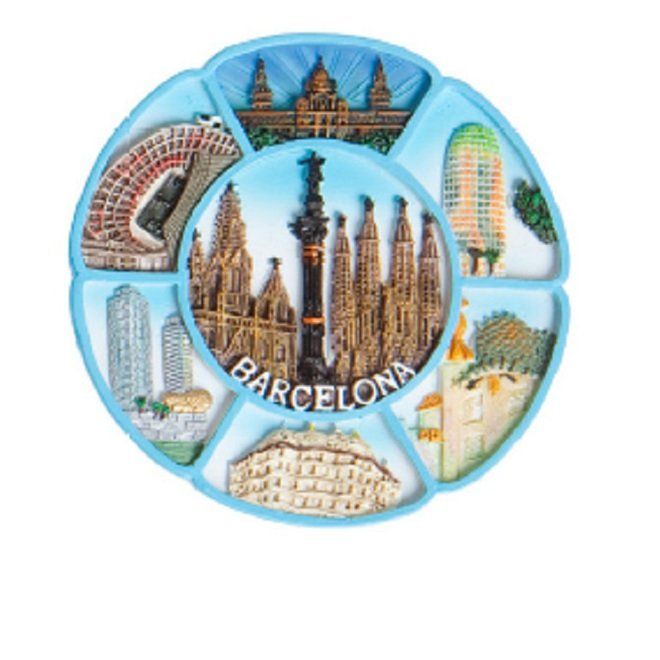 IMAN PLATO AZUL CIELO BARCELONA 8 CM